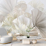 Wall murals Group of white and grey leaves