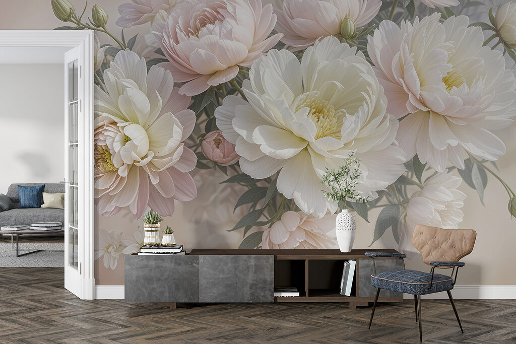 Group of white and pink flowers