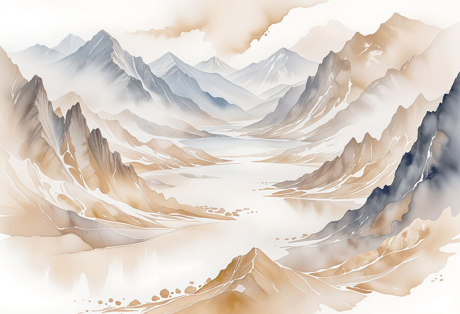 River running through a valley of mountains