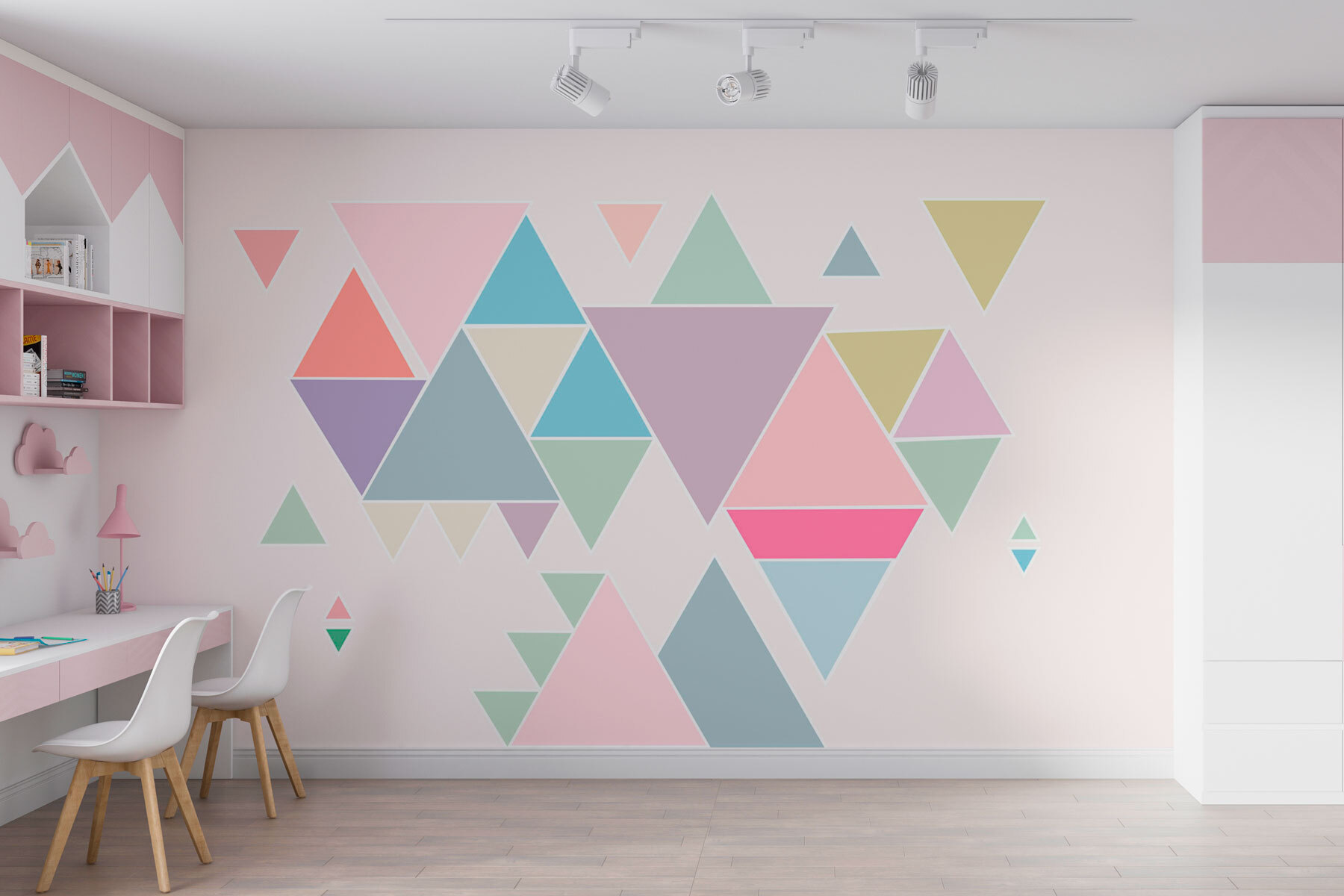 Group of triangles in different colors