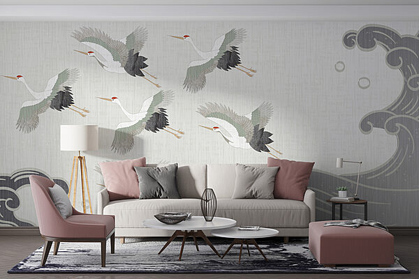 Wall murals Group of birds flying over a wave (SKU: w01595) Wall murals Wall murals Group of birds flying over a wave (SKU: w01595)