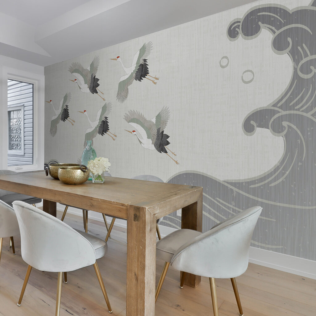 Group of birds flying over a wave Group of birds flying over a wave