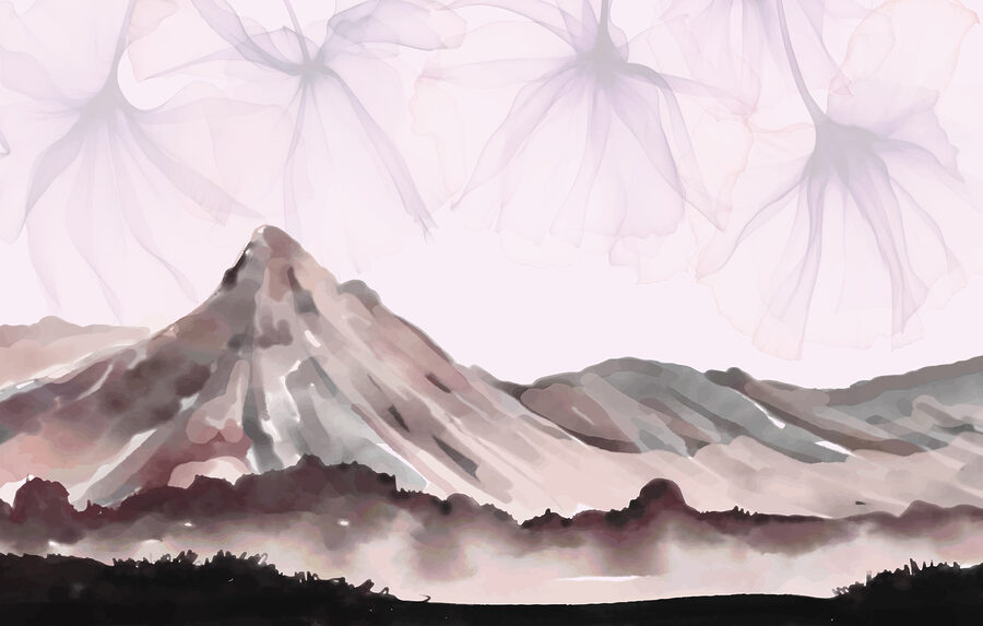 Wall murals Painting of a mountain range - Image 3