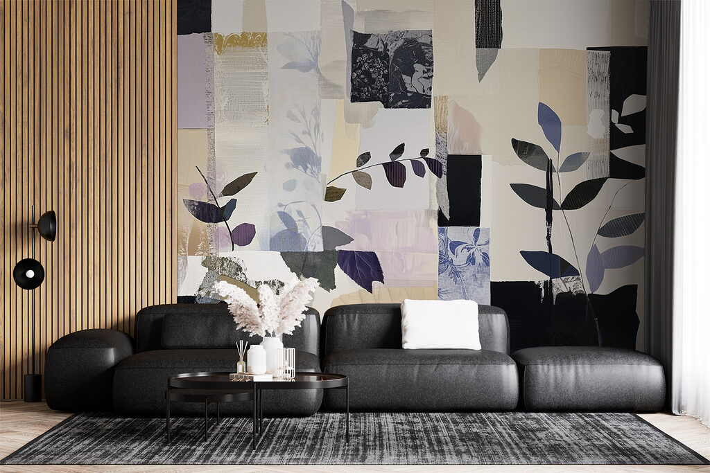 Painting of leaves and squares