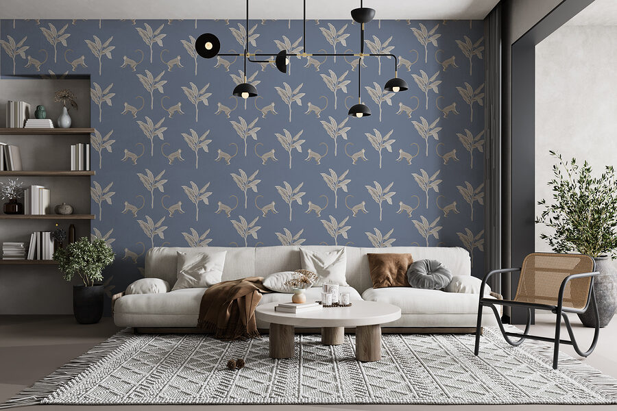 Pattern of monkeys and leaves