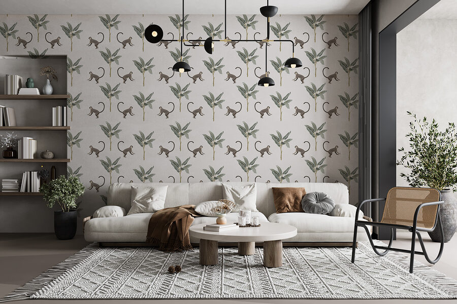 Pattern of monkeys and leaves