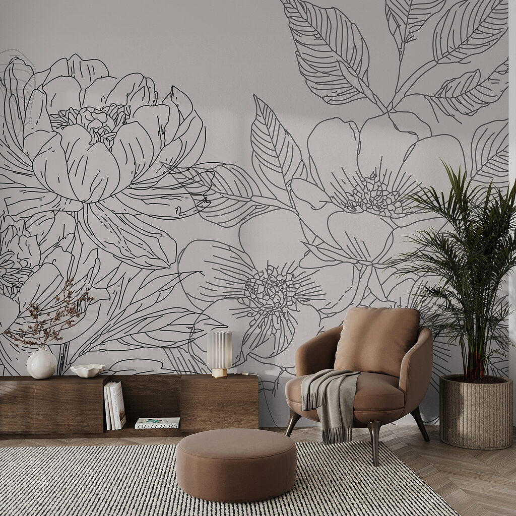 Drawing of flowers and leaves