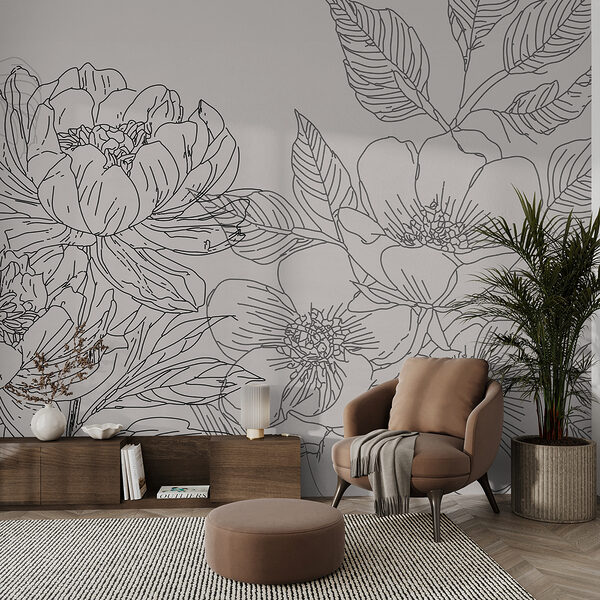 Drawing of flowers and leaves Drawing of flowers and leaves