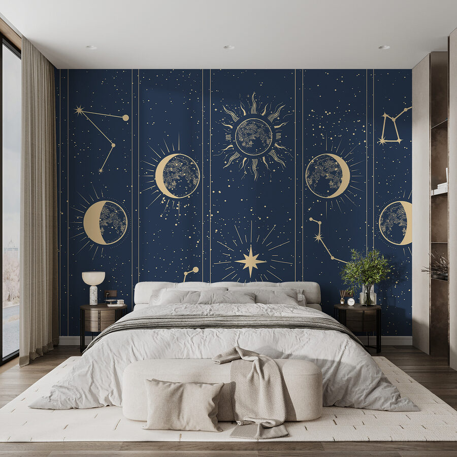Group of images of the sun and moon
