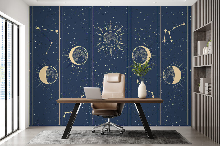 Group of images of the sun and moon