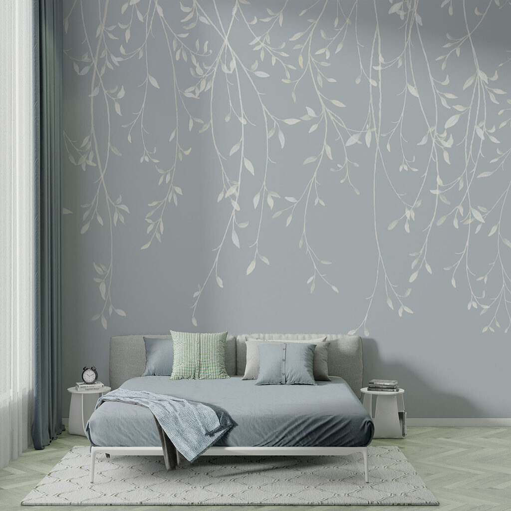 White branches with leaves on them White branches with leaves on them