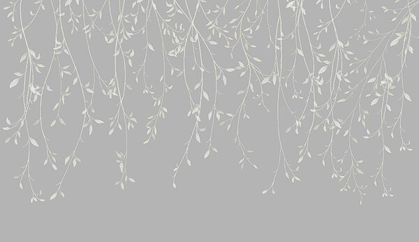 White and gray background with leaves