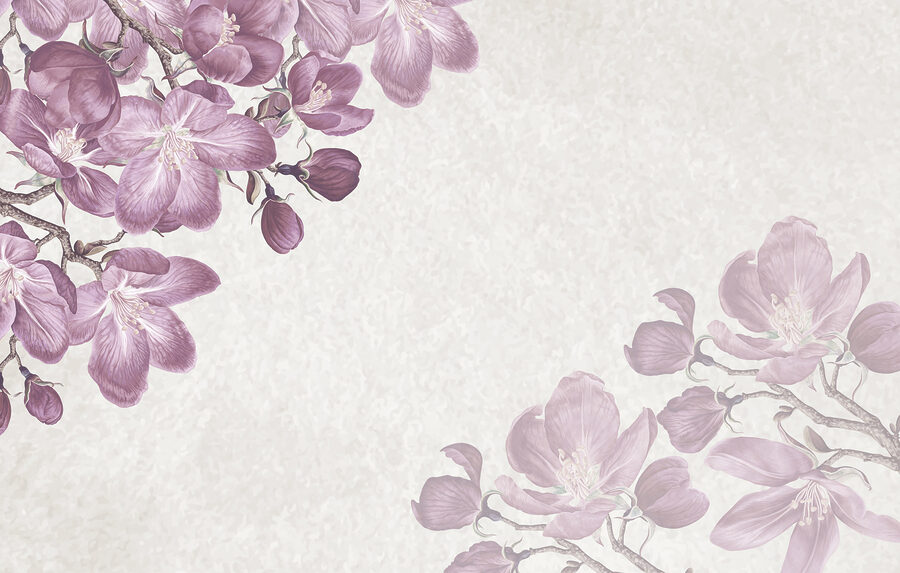 Purple flowers on a white background