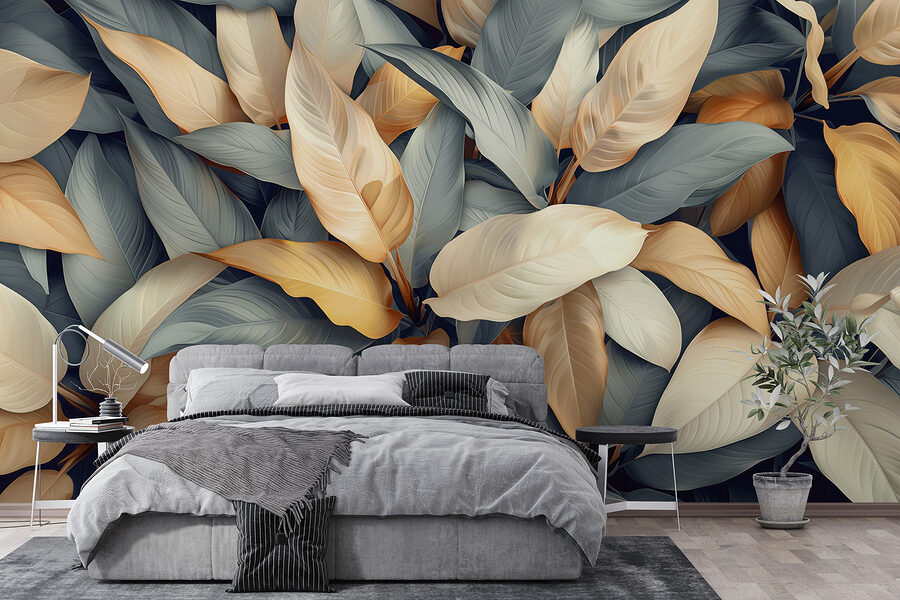Group of leaves with different colors