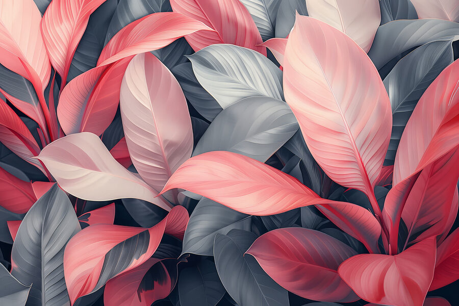 Group of pink and grey leaves