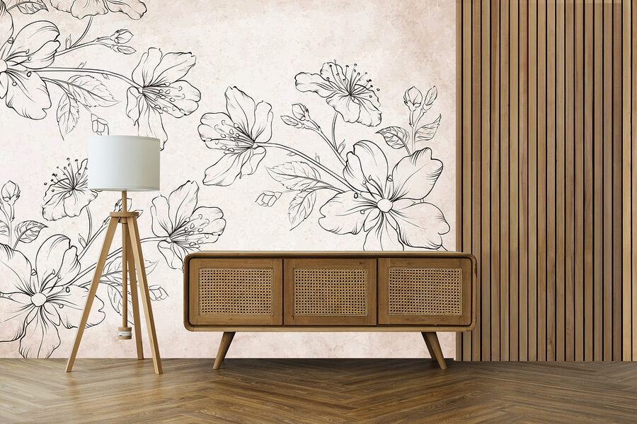 Drawing of flowers on a white background Drawing of flowers on a white background