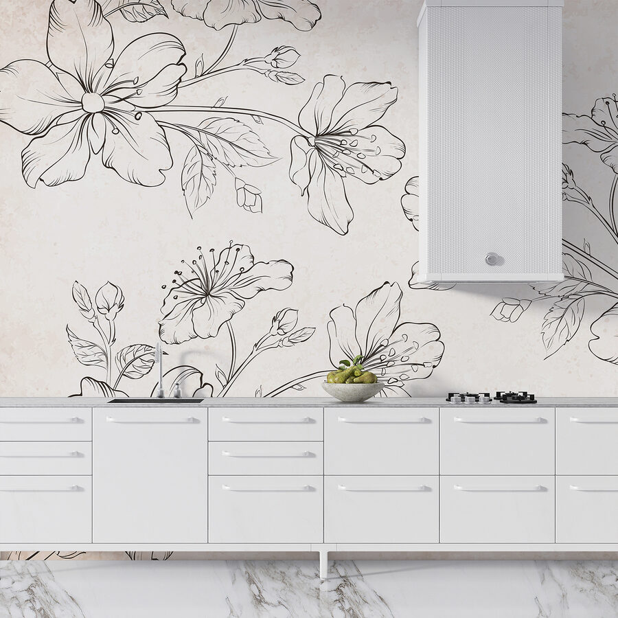 Drawing of flowers on a white background Drawing of flowers on a white background