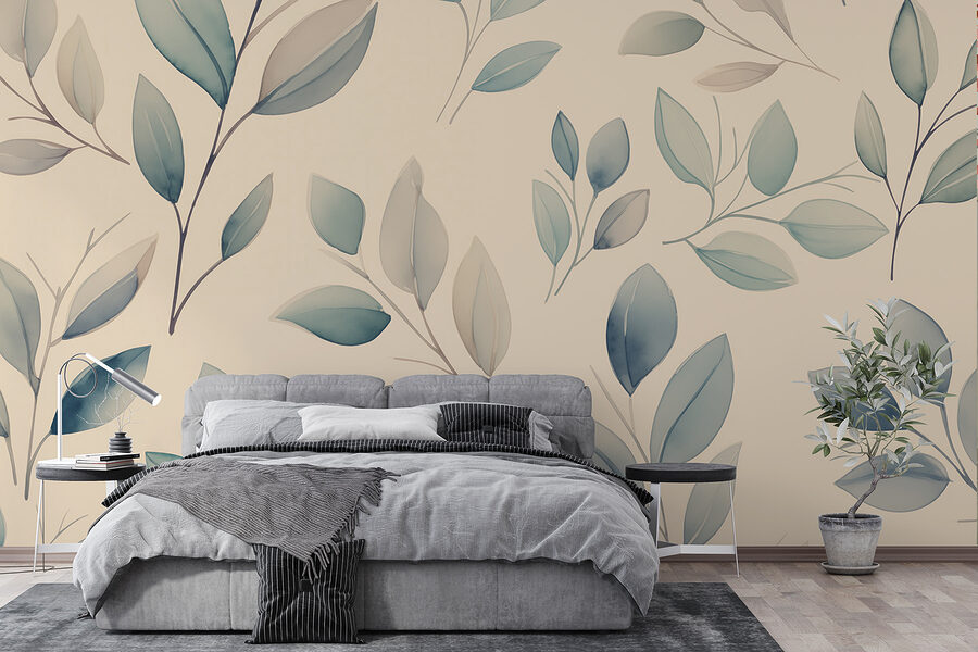 Wall murals Pattern of leaves on a wall