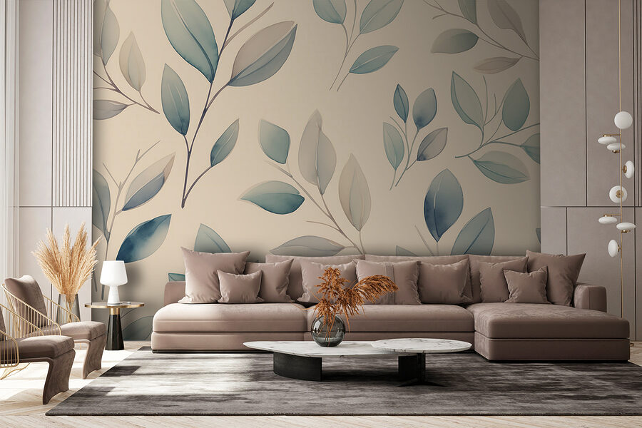 Wall murals Pattern of leaves on a wall - Image 2
