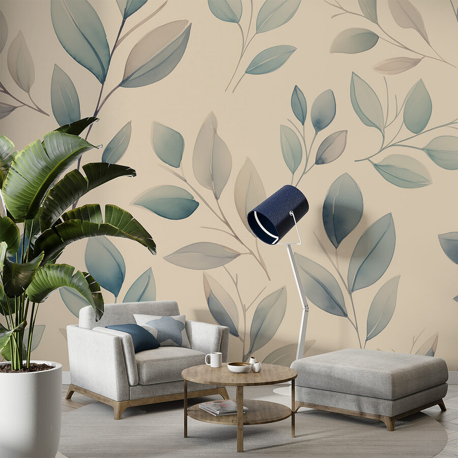 Wall murals Pattern of leaves on a wall - Image 3