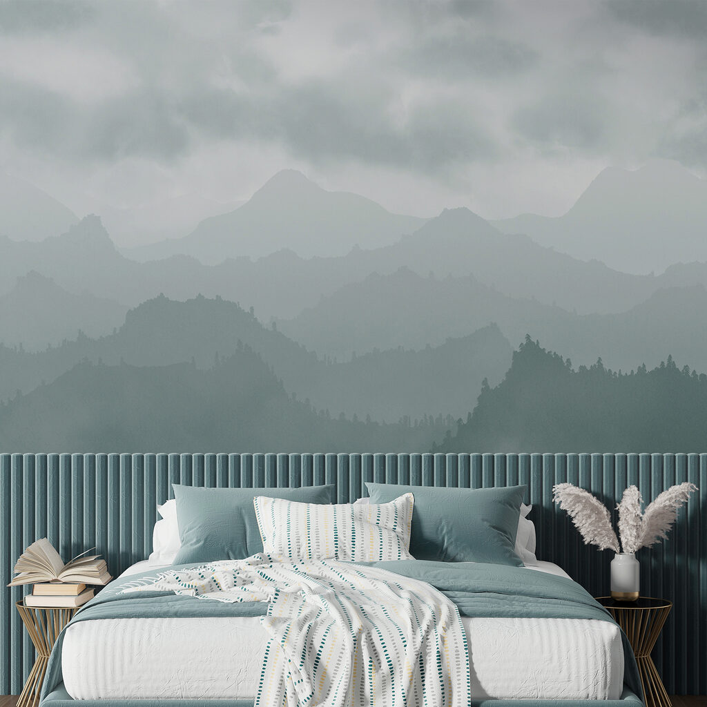 Foggy mountain range