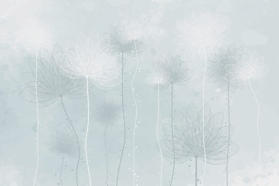 White flowers on a light blue background
