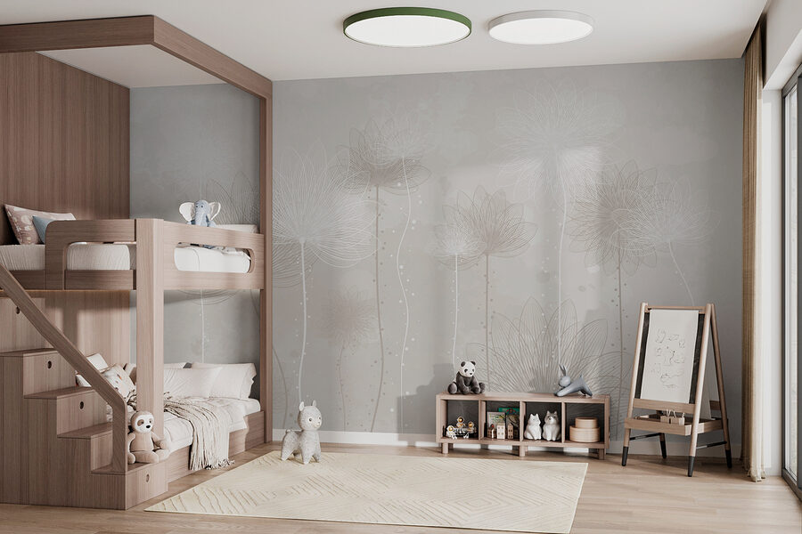 Wall murals White flowers on a gray background - Image 2