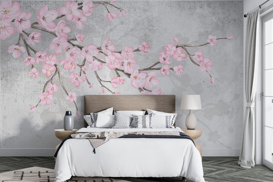 Wall murals Branch with pink flowers
