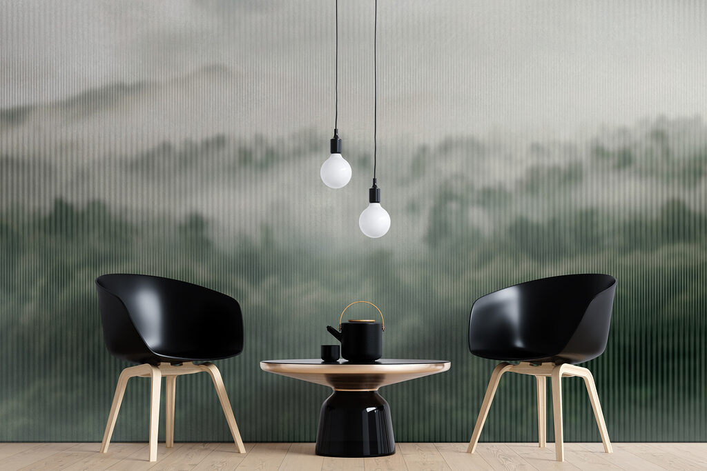 Foggy forest with trees