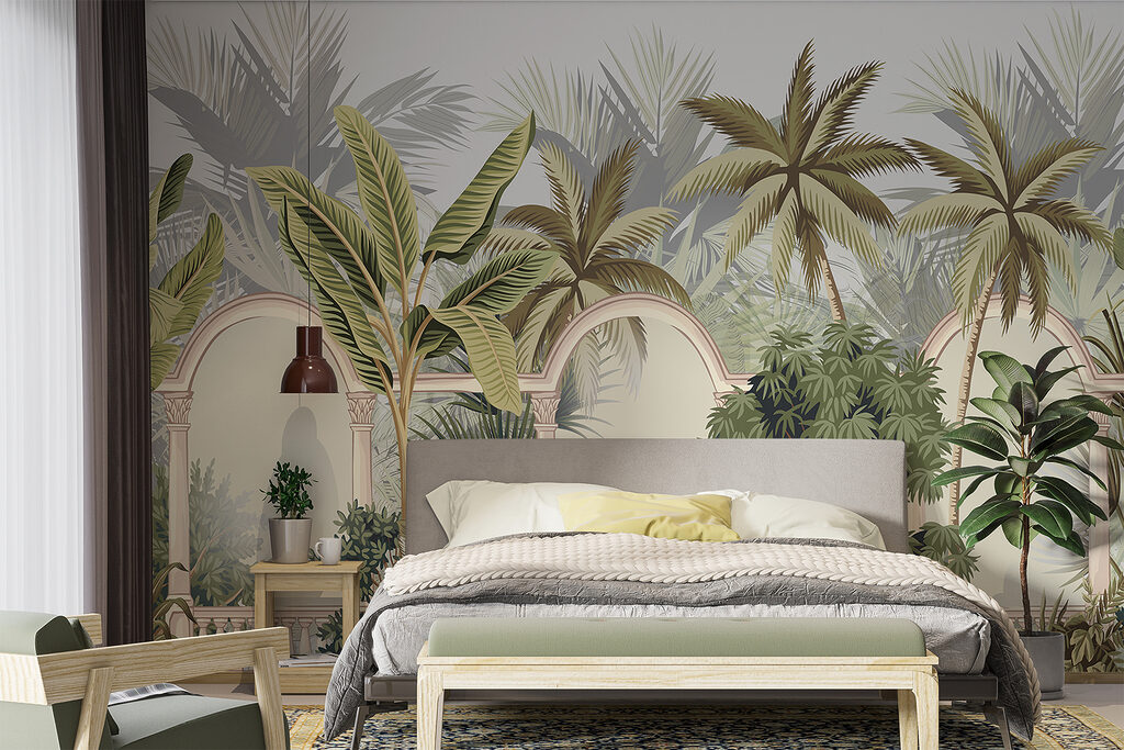 Wallpaper with palm trees and arches Wallpaper with palm trees and arches
