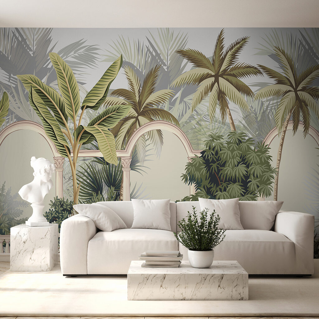 Wallpaper with palm trees and arches Wallpaper with palm trees and arches