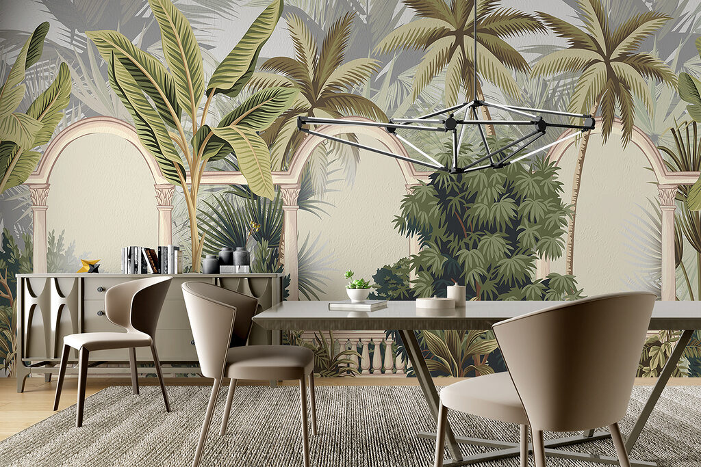 Wallpaper with palm trees and arches Wallpaper with palm trees and arches