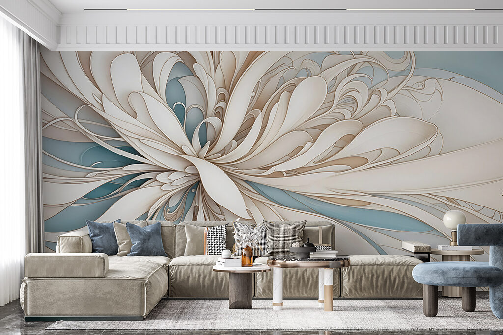 White and blue swirls