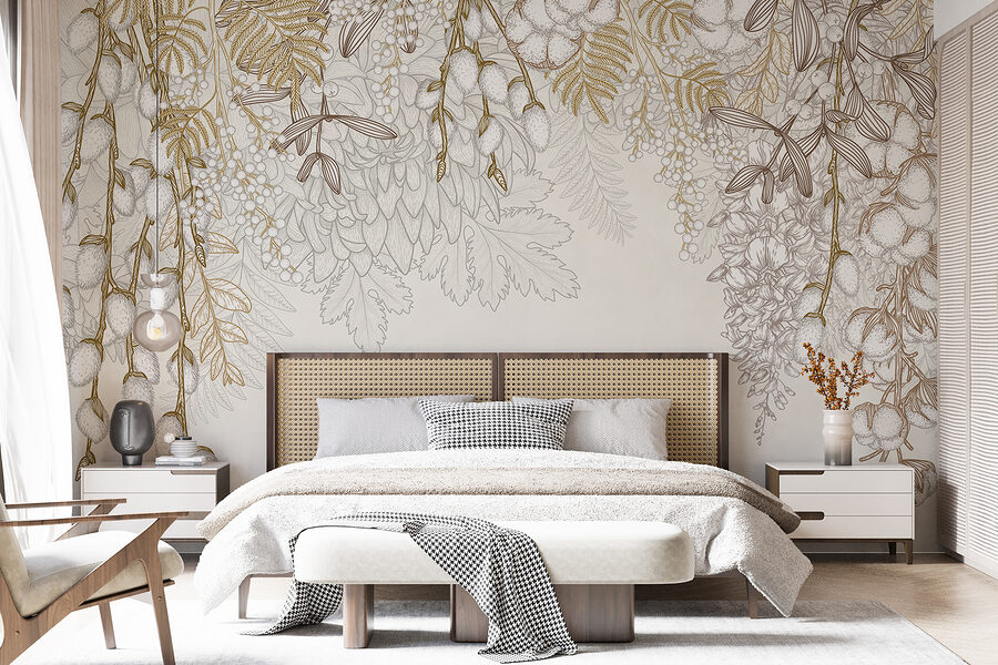 White and brown floral design White and brown floral design