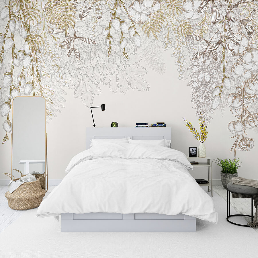 White and brown floral design White and brown floral design