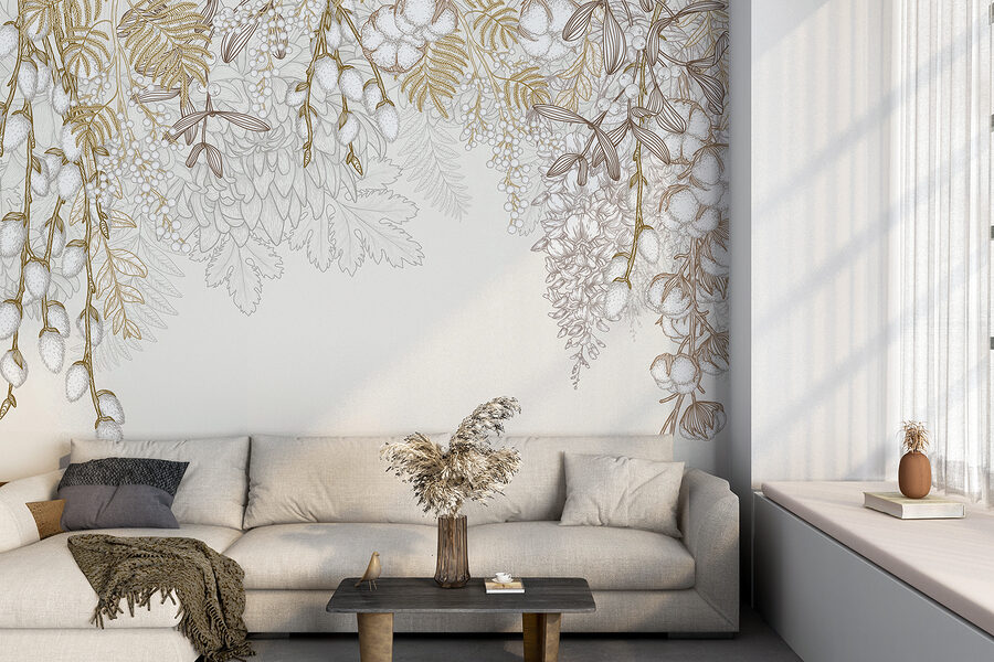 White and brown floral design White and brown floral design