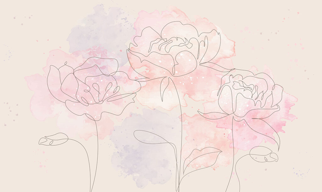 Drawing of flowers on a pink background