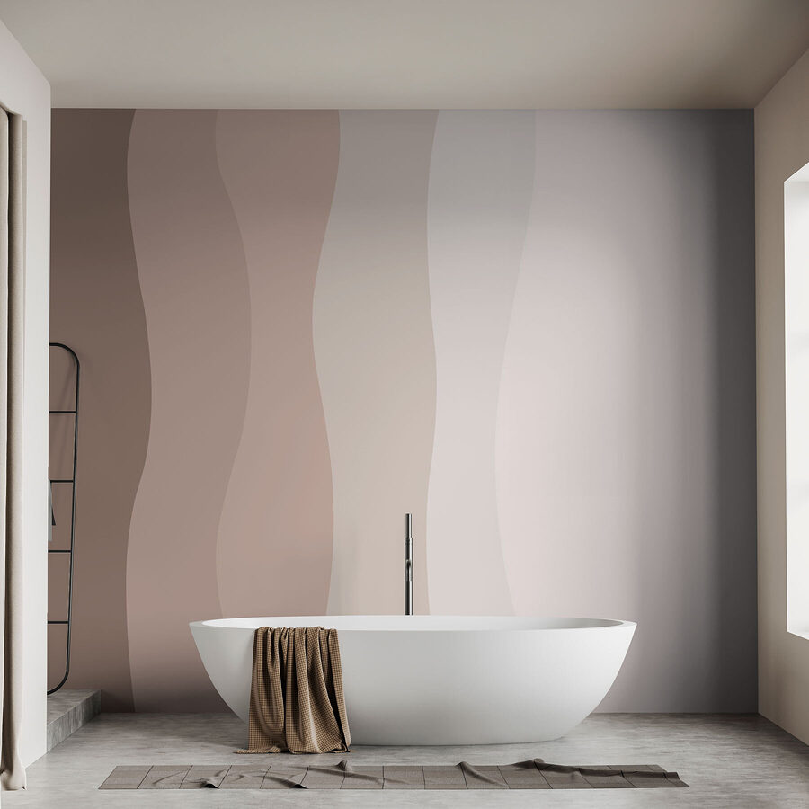 Wall murals White and brown wavy lines - Image 2