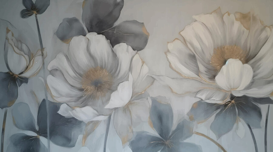 Painting of flowers on a wall