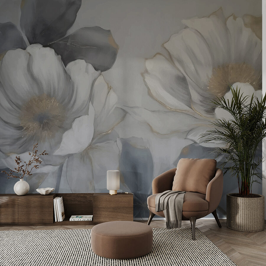Painting of flowers on a wall