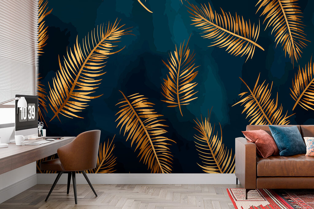 Bronze leaves against dark elegance