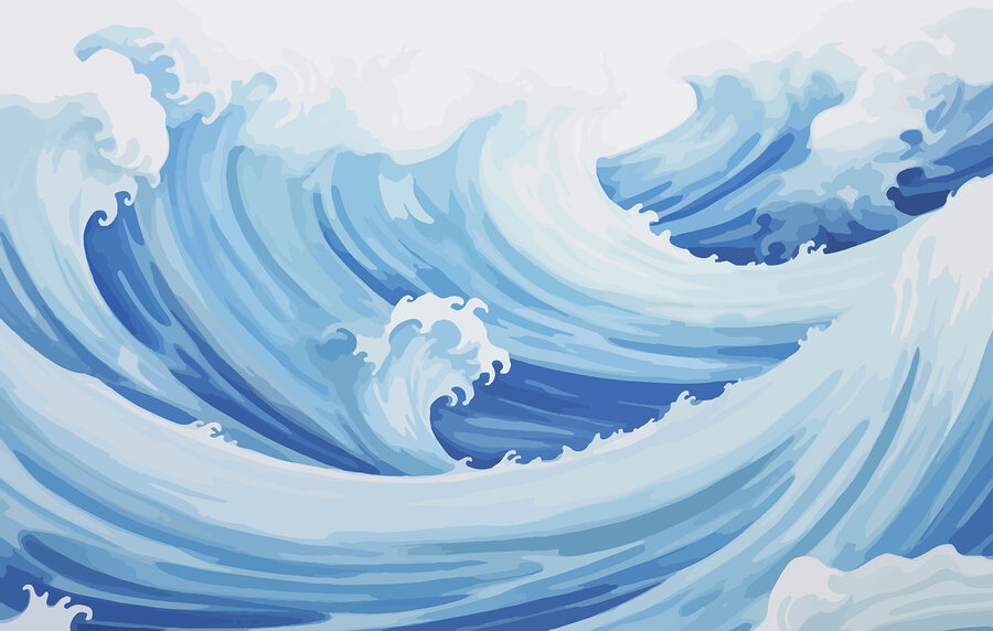 Wall murals Blue and white waves - Image 4