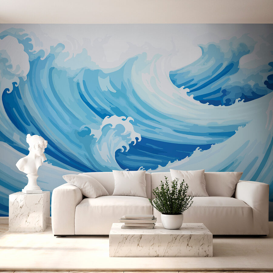 Wall murals Blue and white waves - Image 2