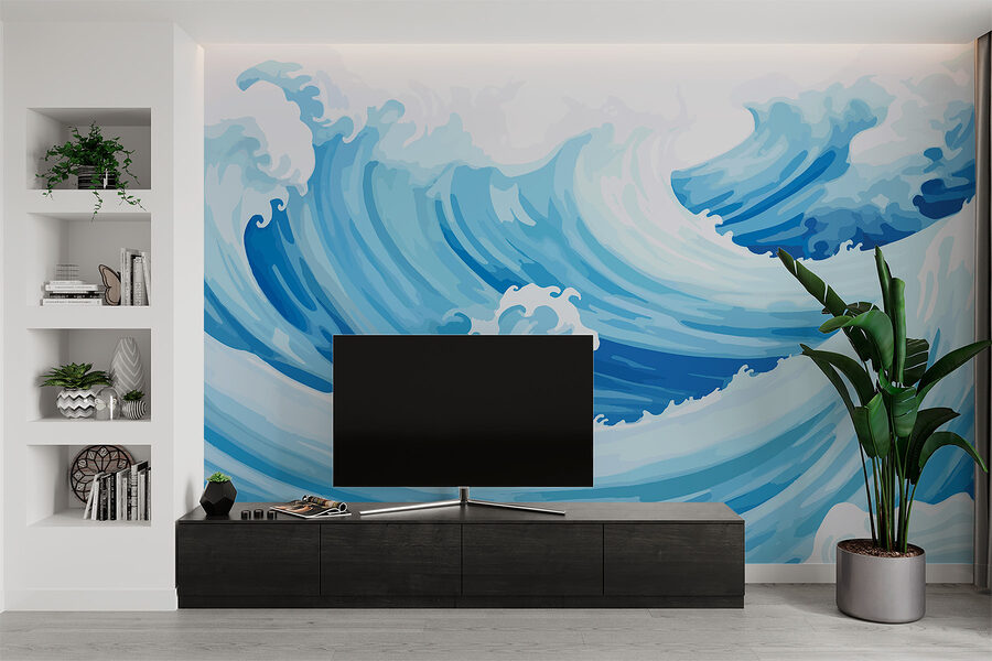 Wall murals Blue and white waves - Image 3