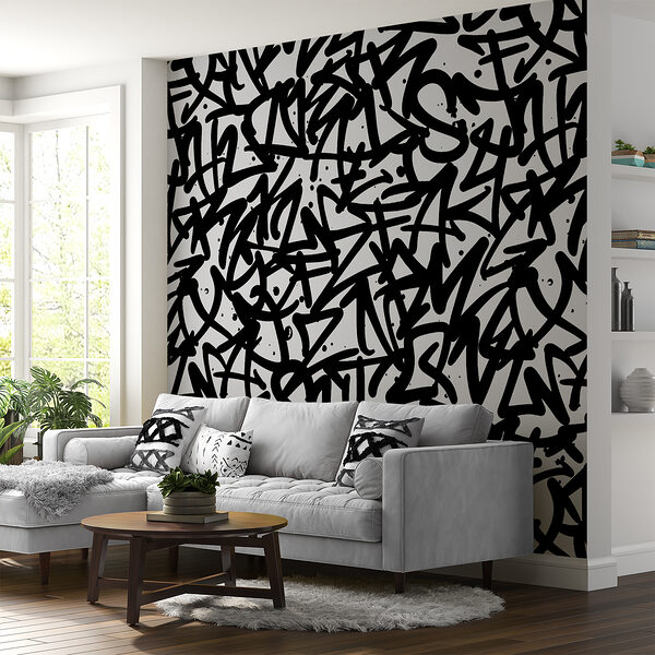 Black and white pattern with letters Black and white pattern with letters