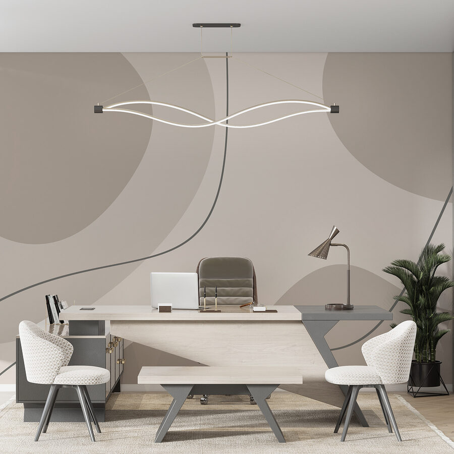 Grey and white background with curved lines