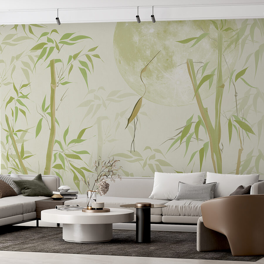 Wall murals Bamboo trees and a moon