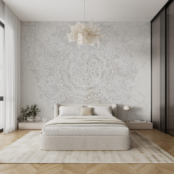 White circular pattern on a white surface White circular pattern on a white surface