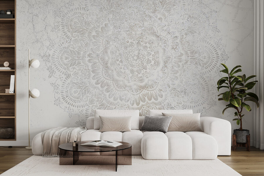 White circular pattern on a white surface White circular pattern on a white surface