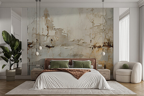 White wall with peeling paint Wall murals White wall with peeling paint